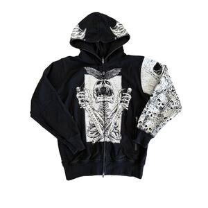 The Hundreds x Riddick Art - Zip Front Hoodie in Black & White